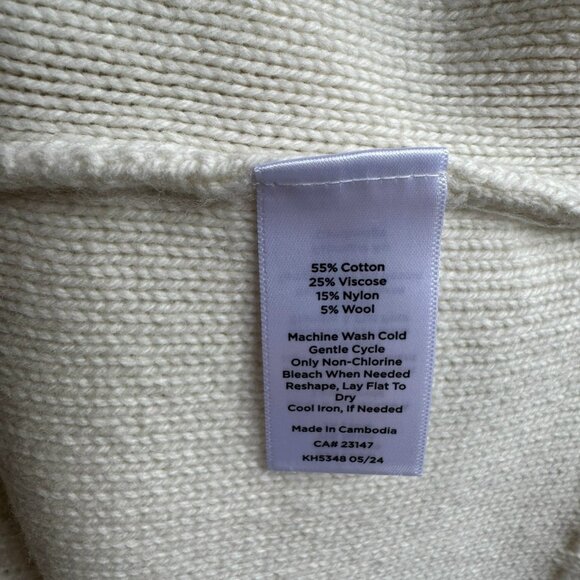 Talbots Long Sleeve Mock Neck Cable Knit Cream Sweater Women's Size M Petite - Picture 5 of 9